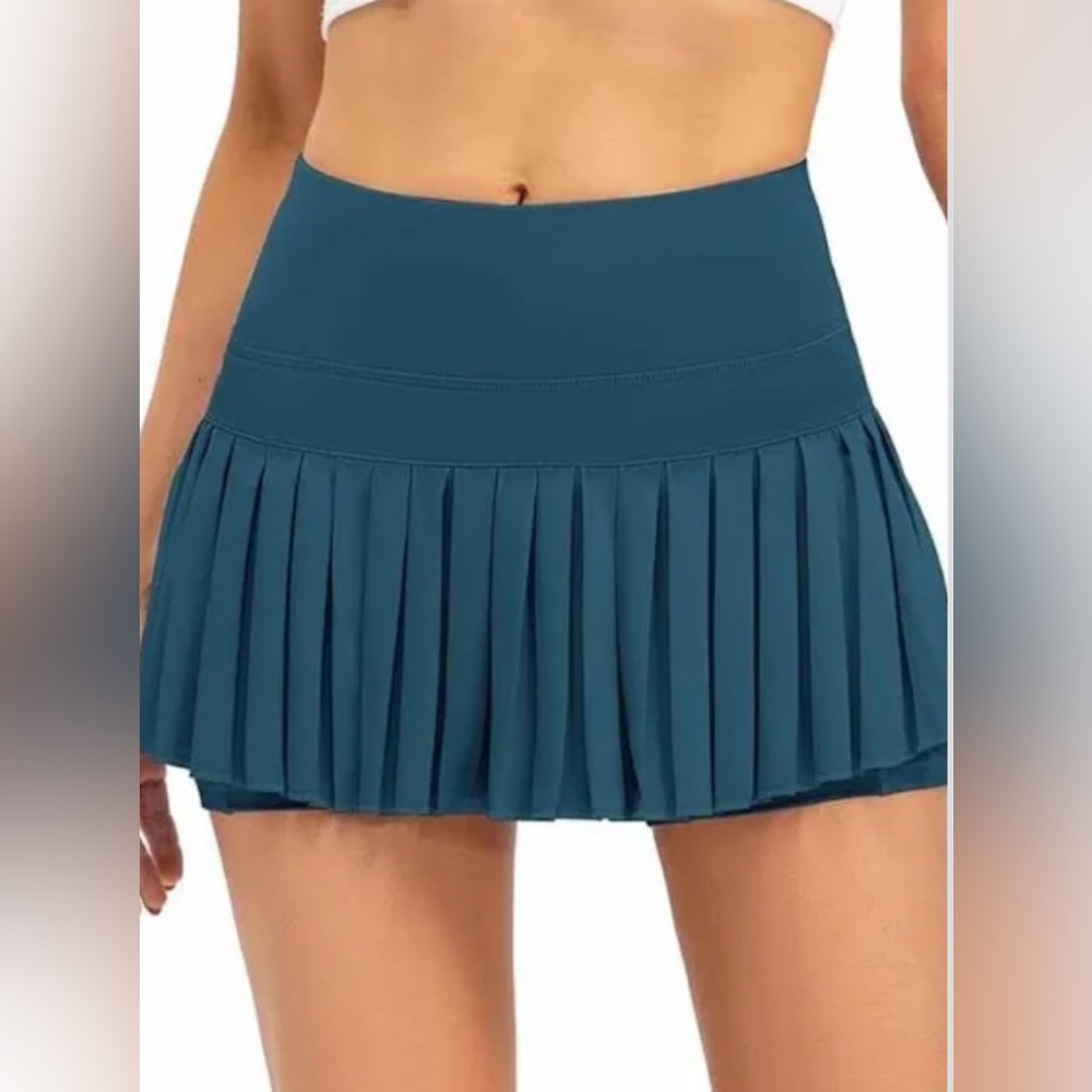 Teal Pleated Athletic Goldhinge Skort